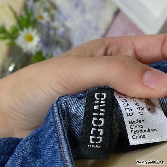 H&M PATCH DENIM HIGH WAISTED PENCIL JEAN SKIRT - Picture 6 of 6